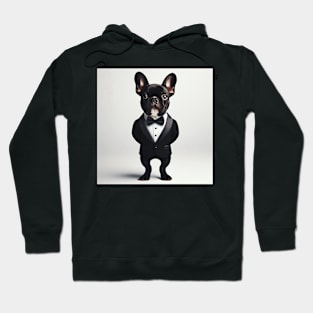 French bulldog in formal wear tuxedo and bow tie Hoodie
